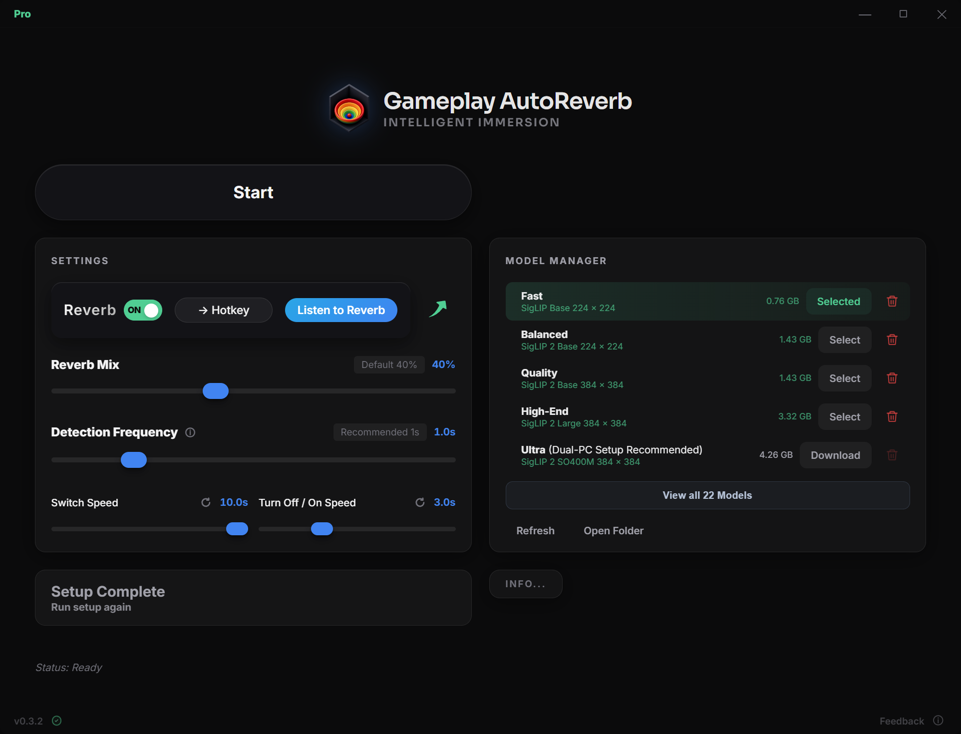 Gameplay AutoReverb desktop control center